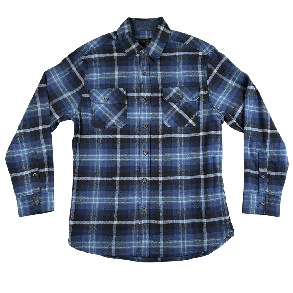 Jachs Heritage Flannel Shirt Mens 46 Blue Plaid Long Sleeve Button Front Casual